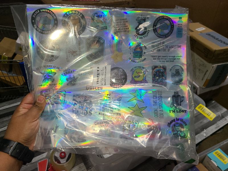 Photo 1 of 200 Pcs Funny Stickers for Adults, Holographic Cool Waterproof Vinyl Fun Quote Saying Stickers for Water Bottles, Laptop, Computer, Phone Case, Hat Helmet, Tumblers(200)