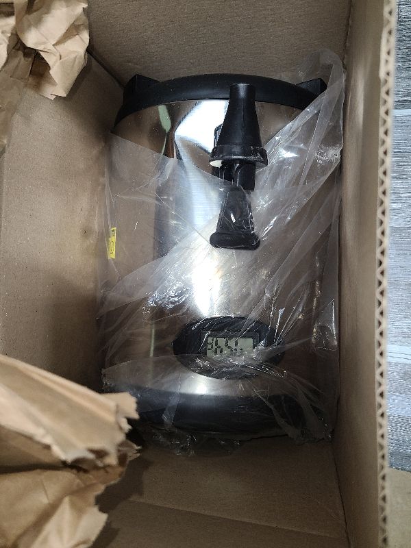 Photo 1 of 2 Gallon Insulated Beverage Dispenser - [Temperature Display] Cooler Drink Dispenser for Parties, Thermal Hot Water Dispenser, Cold Lemonade Dispenser with Stand for Coffee Juice Chocolate Tea, Silver