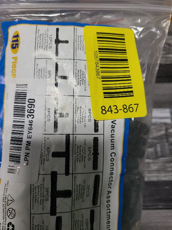 Photo 1 of 115 PCS Vacuum Connector Assortment Heat Resistance 240??460??12 Sizes Automotive Vacuum Tubing Connector Vacuum Tee Connector Assortment Kit (Black,Nylon)