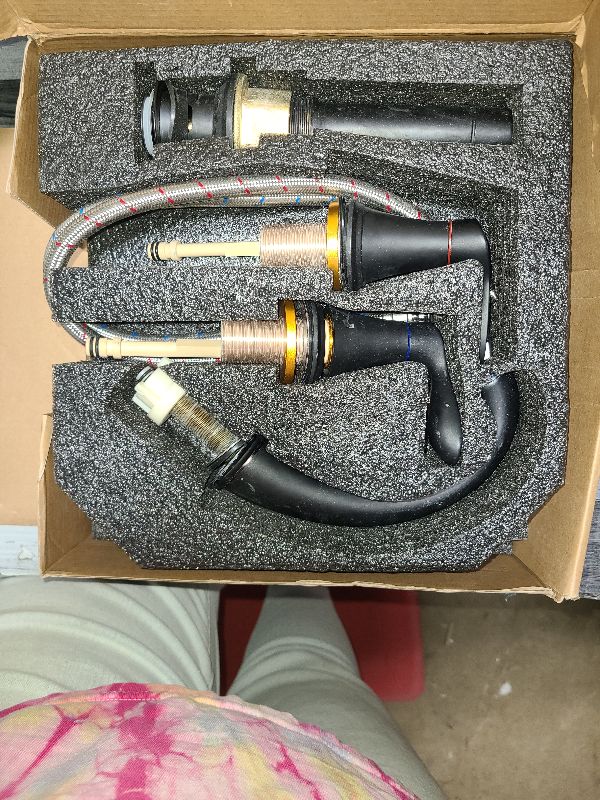 Photo 1 of  Bathtub Faucet Set 3 Hole, Widespread Deck Mount Tub Faucet with Valve Brass High Flow Tub Filler Garden Bath Tub Faucet Set 2-Handle High Arch Roman Bathtub Faucets Matte Black WT-9807BK