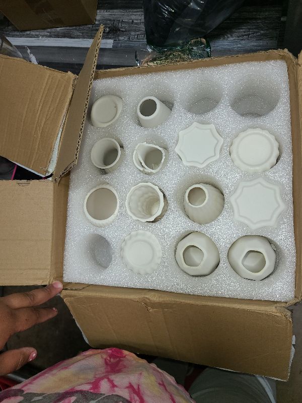 Photo 1 of 16packs Small White Ceramic Vases - Mini Flower Vases for Centerpieces, Boho Home Decor, White Bud Vase Set for Weddings Table Decor, Pampas Grass