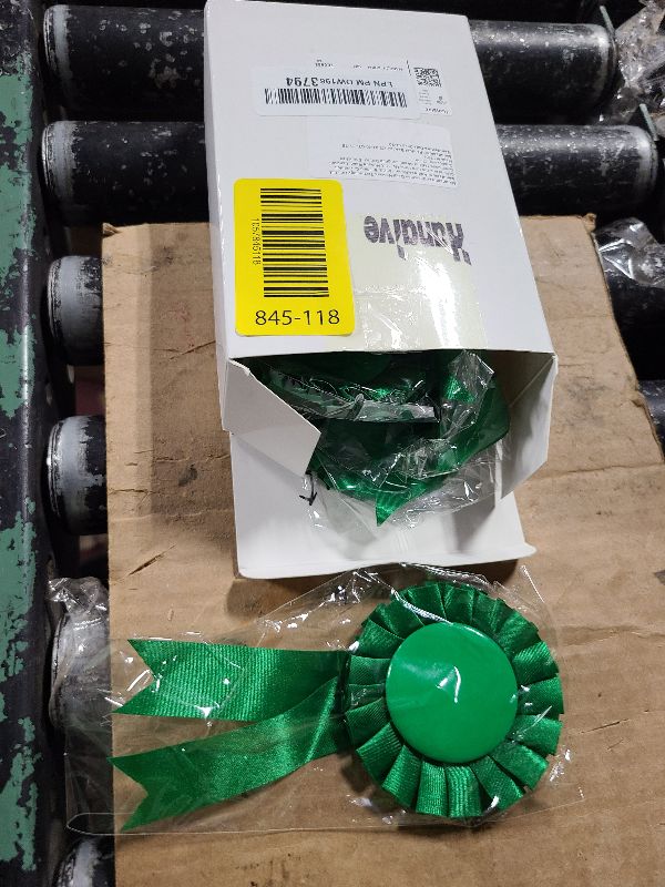 Photo 1 of 12 Pieces Blank Award Ribbon Prize 1st Place Rosette Medal Winner Victory Recognition Participation Ribbon for Competition Sport Event School Contest(Green)