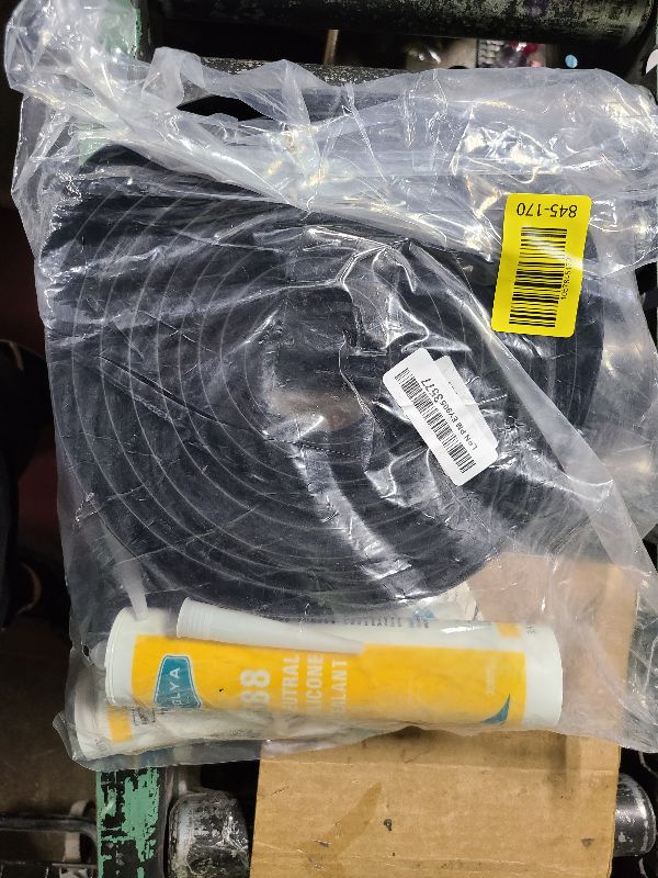 Photo 1 of 16.5Ft Universal Garage Door Bottom Threshold Seal Strip with 20oz Glue Gel, Weatherproof Rubber DIY Weather Stripping Replacement - Black