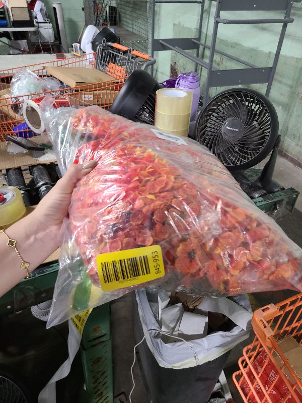 Photo 1 of 16 Bundles Artificial Fall Flowers for Outdoors Fake Plants UV Resistant Plastic Plants Shrubs Bushes for Home Fall Front Door Porch Garden Autumn Decor (Fall Orange)