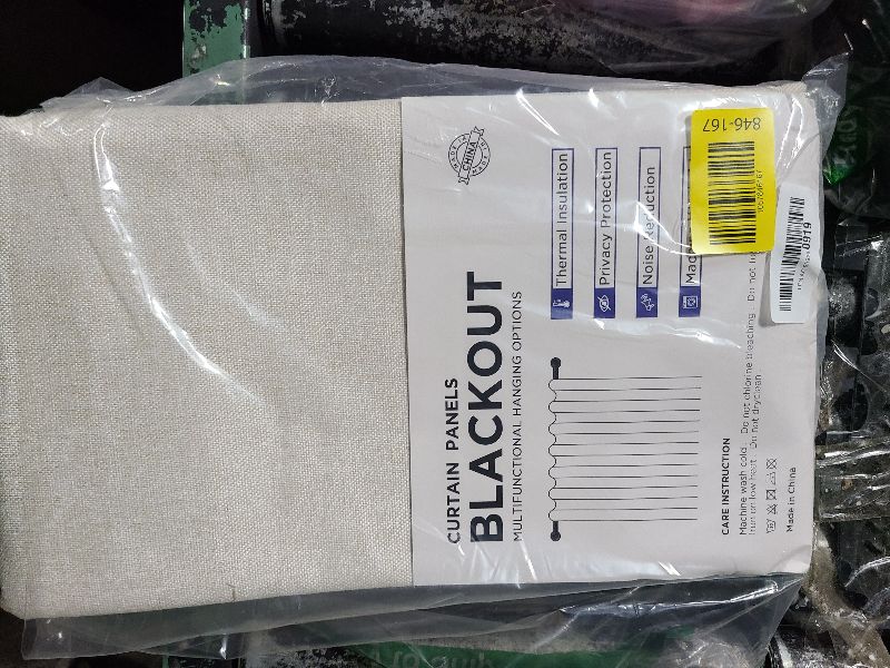 Photo 1 of 100% Blackout Shield Linen Blackout Curtains for Bedroom 108 Inches Long, Back Tab/Rod Pocket Living Room Drapes, Thermal Insulated Blackout Curtains 2 Panels Set, 50" W x 108" L,Cream