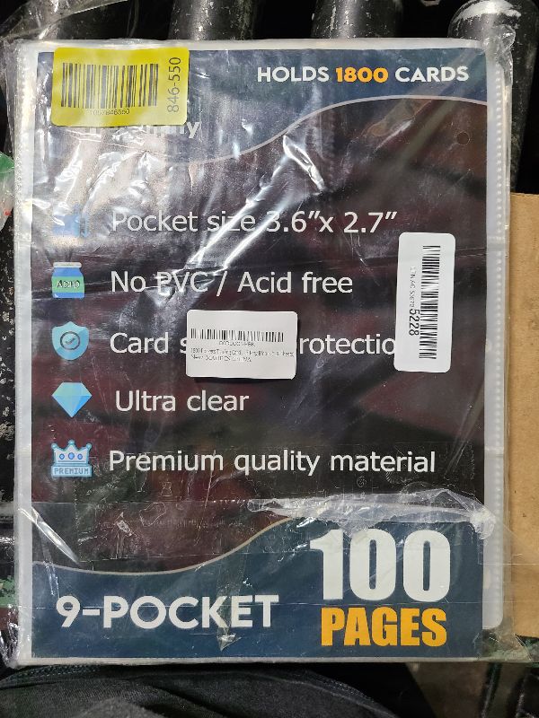 Photo 1 of 1800 Pockets Trading Card Sleeves, Premium 9-Pocket 100 Pages, Double-Sided Baseball Binder Sleeves, Protectors Binder Sheets for TCG Card Storage - Fits 3 Ring Binder (100 Sheets)