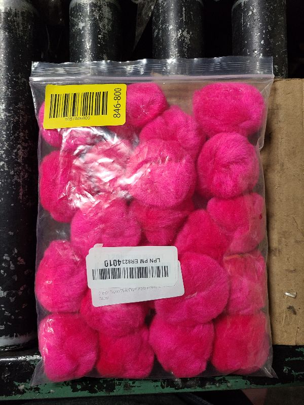 Photo 1 of 2 Inch Neon Pink Craft Pom Poms 25 Pieces