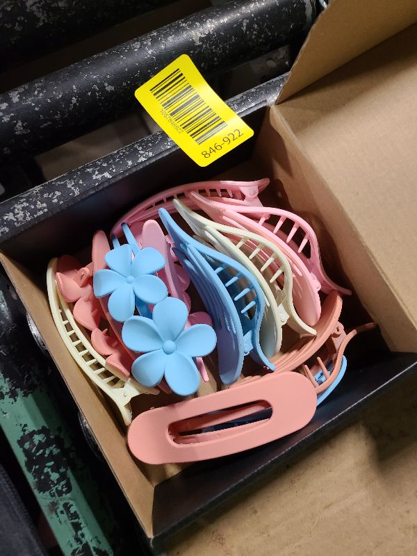 Photo 1 of 12 Pcs Candy Colors Flat Hair Clips, YINGFENG Flat Claw Clips for Women, Matte Non-Slip Flower Claw Clips for Thin Thick Hair, Hair Accessories for Women and Girls