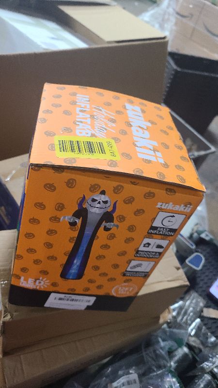 Photo 1 of 12FT Halloween Inflatables Decoration Outdoor Giant Pumpkin Reaper Ghost Built-in 3-Colored Rotation Flame LED Halloween Blow Up Yard Decorations Spooky Outdoor Party Yard Lawn(1PCS)