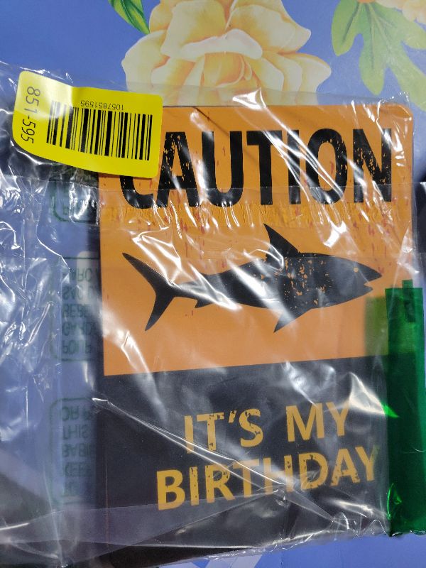 Photo 1 of 10 Designs Shark Zone Party Wall Decorations Signs for Ocean Theme Birthday Party Supplies in Horizontal and Vertical Design (Each measures 6” X 7.9”)