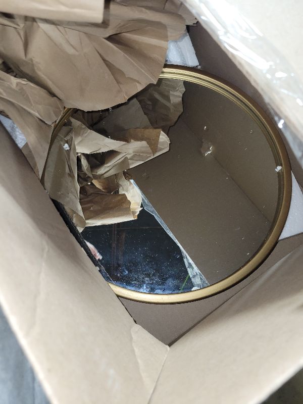 Photo 1 of 1st owned Round Wall Mirror Gold 16 Inch -Circular Metal Framed Wall Mounted Mirror, Hanging Round Modern Decorative for Entryway Bathroom, Living Room, Bedroom