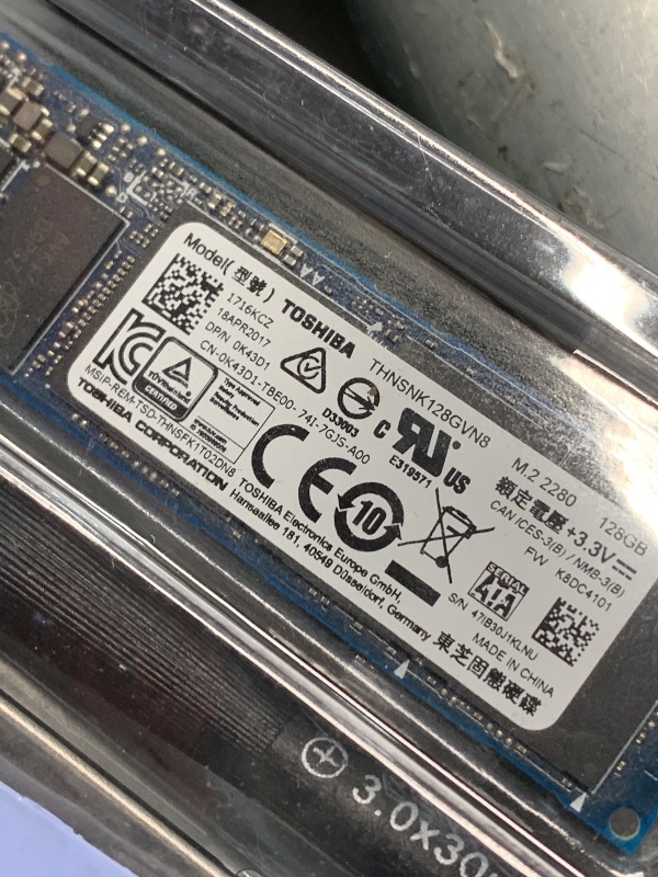Photo 1 of **SEE NOTES** THNSNK128GVN8 Toshiba SG5 Series 128GB TLC SATA 6Gbps M.2 2280 Internal Solid State Drive (SSD)