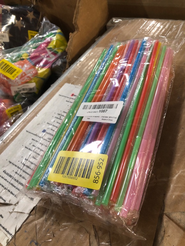 Photo 1 of [Individually Wrapped] 100 Pcs Colorful Flexible Plastic Straws, Disposable Bendy Straws, 10.2" Long and 0.23'' Diameter, BPA-Free