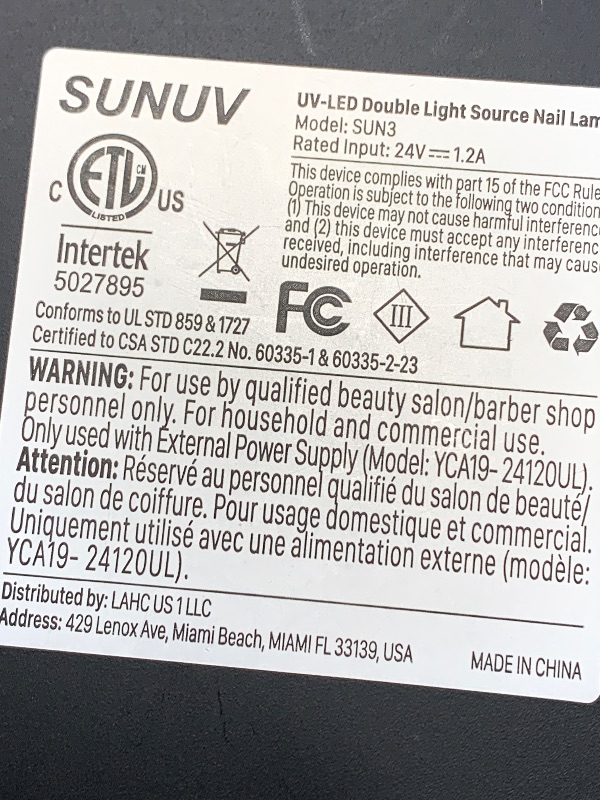 Photo 1 of (used)(missing charger) SUNUV SUN3 Professional UV Light for Gel Nails, LED Nail Lamp for Gel Polish with 4-Timer and Sensor