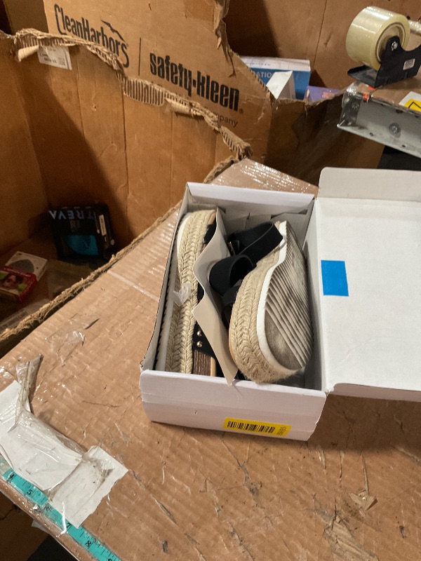 Photo 1 of ***(HEAVILY USED/ MINOR DAMAGE)***DREAM PAIRS Strappy Espadrille Platform Wedge Sandals for Women Dressy Summer, Comfortable Open Toe Sandals with Cushioned Insole and Ankle Strap Buckle,Size 9.5,Black-Nubuck,SDPW2401W