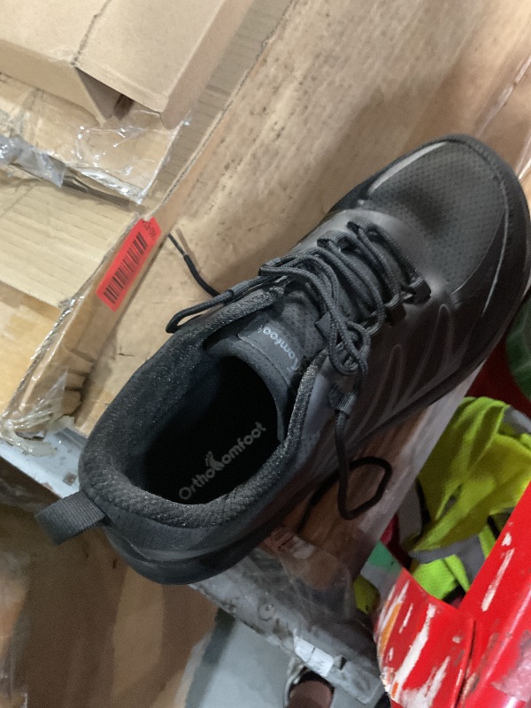 Photo 1 of (10.5) Men's Orthopedic Tennis Sneakers: Comfort Plantar Fasciitis Arch Support Orthotic Wide Width Toe Box Pain Relief Trail Sneakers, Cushion Training Fashion Walking Shoes Black Size 10.5