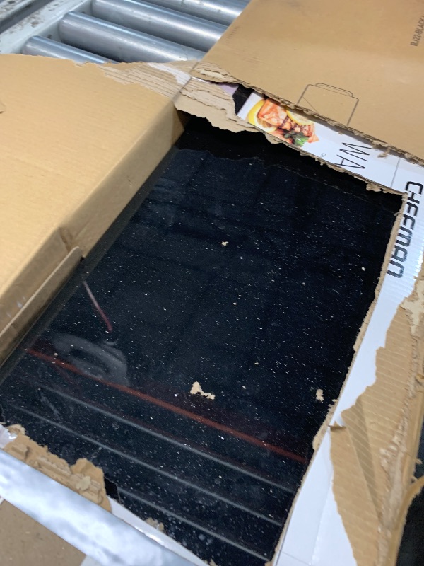 Photo 1 of Chefman Long Electric Warming Plate Heating Element, Prep Food for Parties, Stainless Steel Frame & Tempered Glass Surface, Buffet at Home, for Trays & Dishes, Cool-Touch Handles, Black