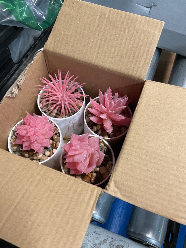Photo 1 of (USED/FAIR) Der Rose 4 Packs Fake Succulents Plants Artificial Indoor for Pink Room Bathroom Decor Office Desk Accessories for Women