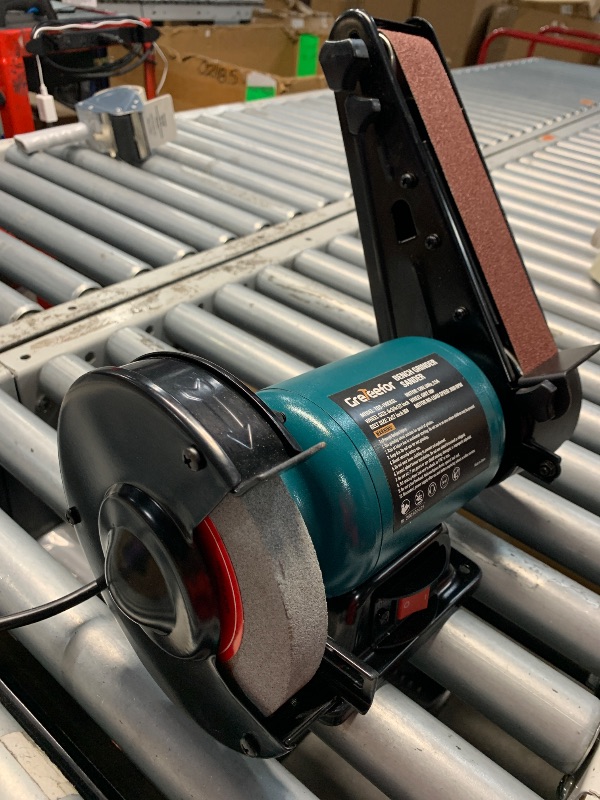 Photo 1 of (used)(please see all images) 6" Bench Grinder & 2" x 27" Belt Sander Combo, 2.5A Induction Motor Bench Grinder Sander for Knife Making