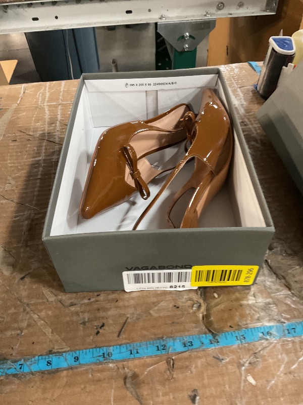 Photo 1 of ***(USED)***Adolilove Women's Bow Pumps 2.8 in Kitten Heels Closed Pointed Toe V-Cut Slingback Faux Patent Leather, Brown Pumps, Size 7