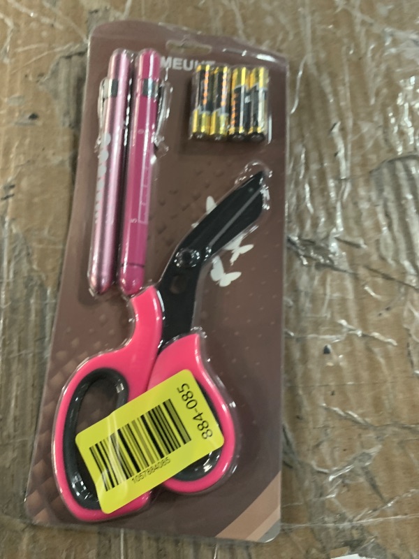 Photo 1 of MEUUT 3 Pack Pen light & Medical Scissors-One Pantented Trauma Scissor Two LED Penlight with Pupil Gauge -8" Bandage Scissor for Nurse Doctor EMT