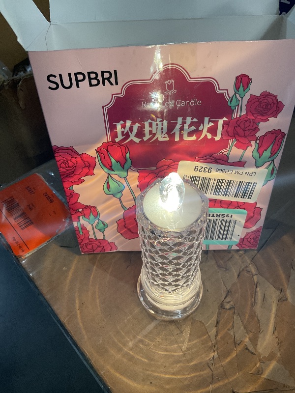Photo 1 of  SupBri Rose Shadow LED Flameless Candles, 4PCS Romantic Battery Operated Plastic Candles Led Pillar Candles for Valentines Proposal Anniversary Wedding Christmas Decorations(White, D 2.5" x H 7.2")