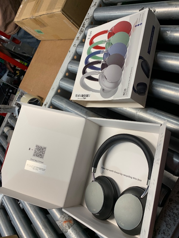 Photo 1 of **MINOR DAMAGE THE EAR COVERS ARE COMING OFF**
T-fun NC35 Hybrid Active Noise Cancelling Headphones, 360° Spatial Audio with Head Tracking, Over Ear Headphones Wireless Bluetooth 5.3, 55H ANC Playtime, Deep Bass, Custom EQ via App, for Travel Home