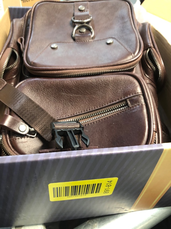 Photo 1 of ** brokenzipper**Genuine Leather Sling Bag for Men Large Crossbody Shoulder Bag Casual Sling Backpack Anti-Theft Travel Chest Purse (Dark Brown)