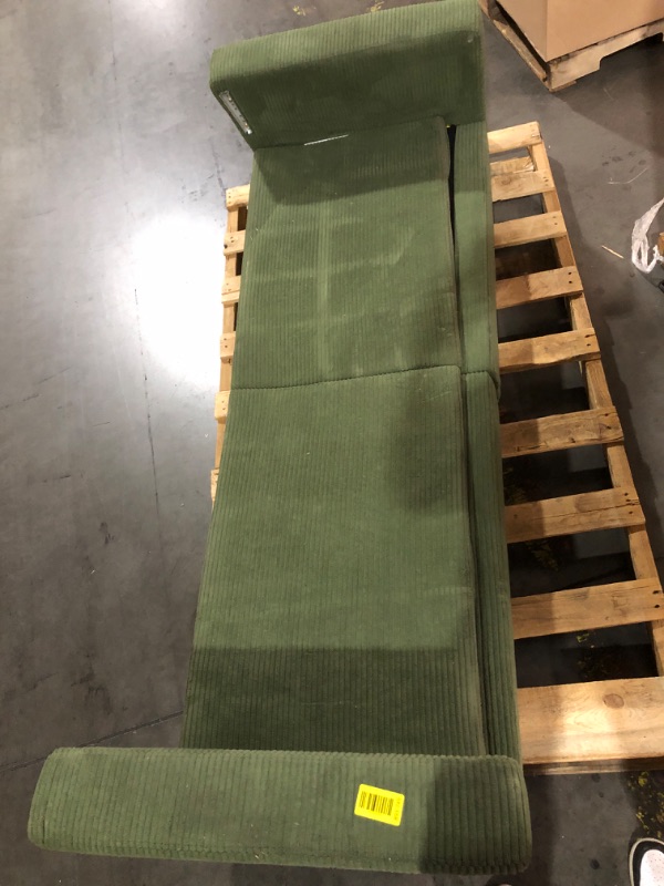 Photo 1 of KSTNLUXQ Convertible Sofa Bed,79'' Foldable Sleeper Lounge Modular Couch Comfort Compression Sofa Loveseat for Small Spaces Comfort for Apartment Bedroom (Corduroy Fabric, Dark Green)