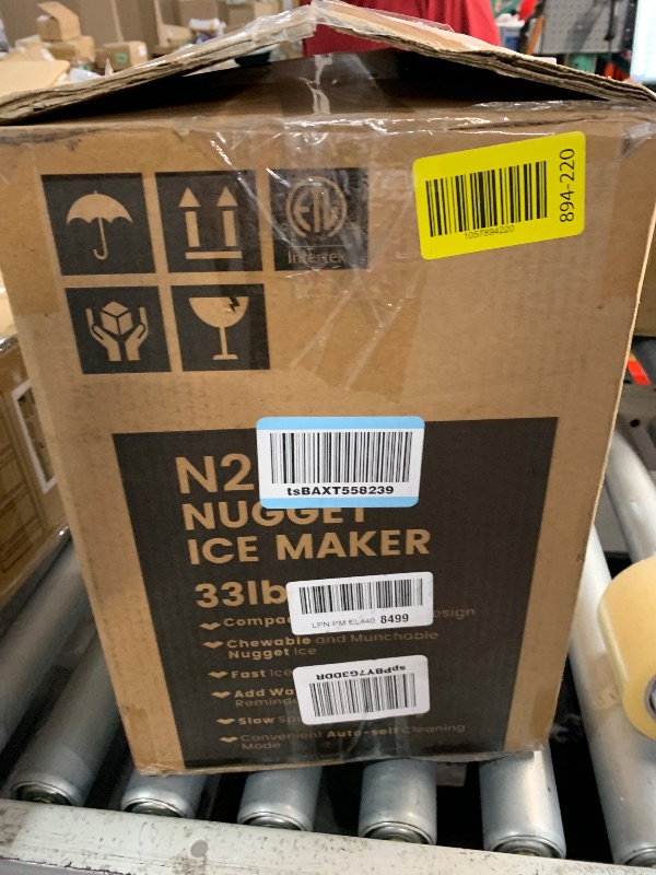 Photo 1 of ***(PARTS ONLY/ MAJOR DAMAGE/ NON FUNCTIONAL)***EASYERA Nugget Ice Maker Countertop, 33LBS/24H, Self-Cleaning Portable Pebble Ice Machine with Soft Chewable Pellets Sonic Ice, Buscket and Scoop, for Home/Kitchen/RV/Party/Camping/Office, Black