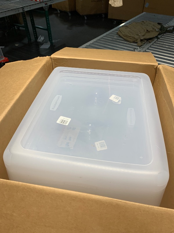 Photo 1 of ***DAMAGED - 1 LID BROKEN - SEE PICTURES***
Rubbermaid Cleverstore 74 Qt Clear Storage Bins with Lids, 4-Pack, Stackable, BPA-Free, Made in USA