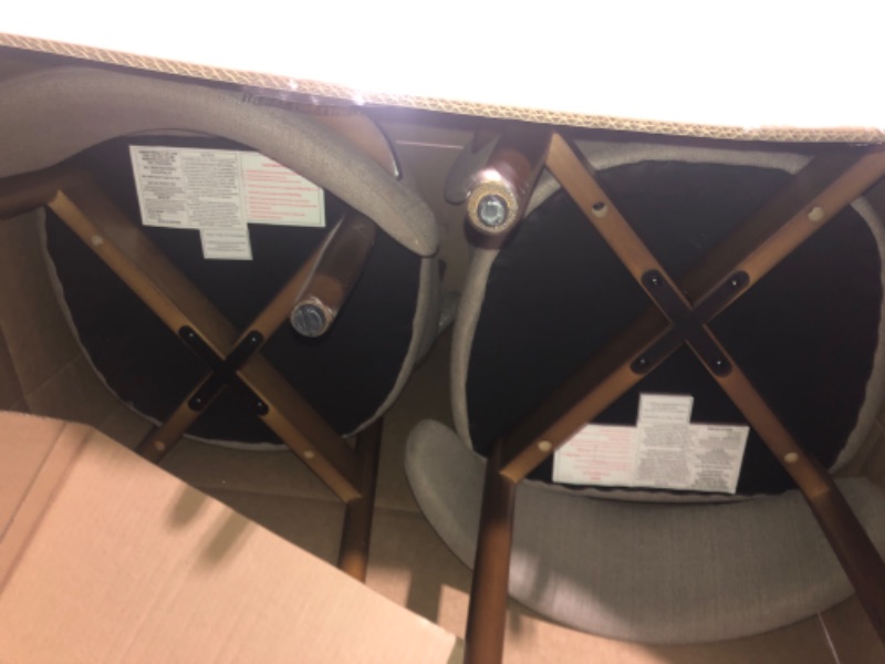 Photo 1 of ***JUST CHAIRS***COLAMY Wooden Dining Chairs Set of 4, Modern Fabric Upholstered Kitchen Chairs, Farmhouse Dining Room Chair with Foot Pegs, Camel