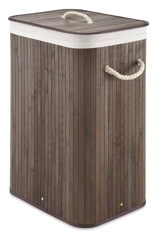 Photo 1 of ****MISSING LINEAR Whitmor Laundry Hamper with Rope Handles Bamboo, 12.25x16.25x23.375, Dark Stain