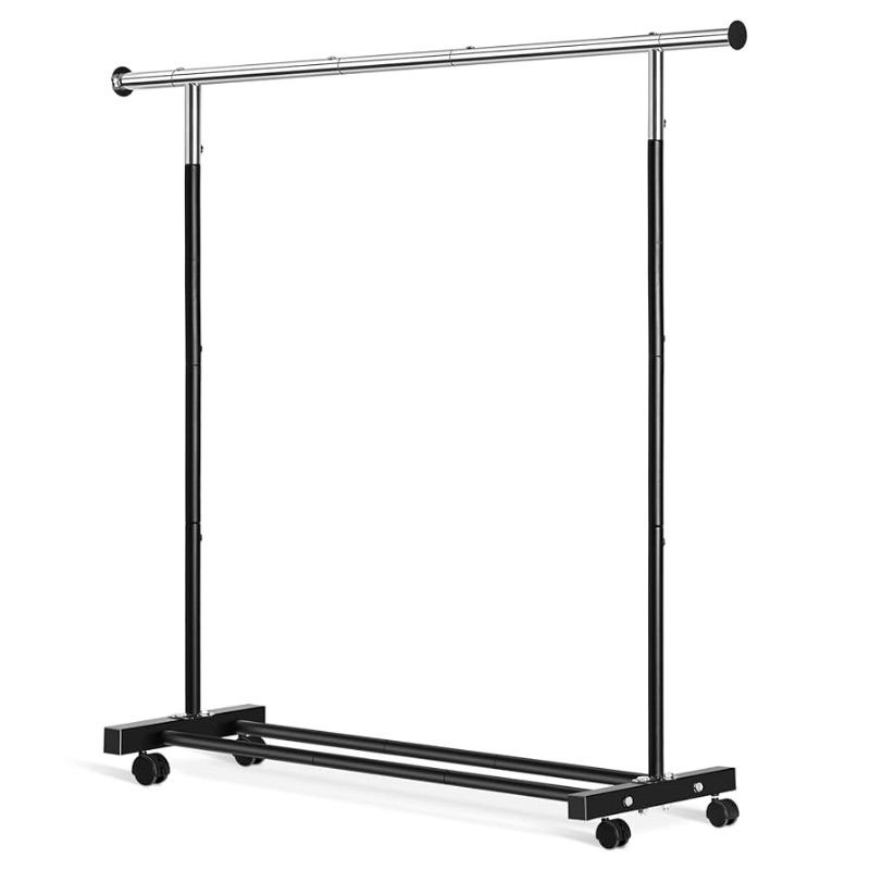 Photo 1 of (PARTIAL SET) Clothing Rack, 55.51 Inch Heavy Duty Clothes Rack Rolling Garment Rack with Wheels and Bottom Shelf, 130LB Capacity Clothes Racks for Hanging Clothes, Coats, Shirts, Sweaters, Skirts, Black