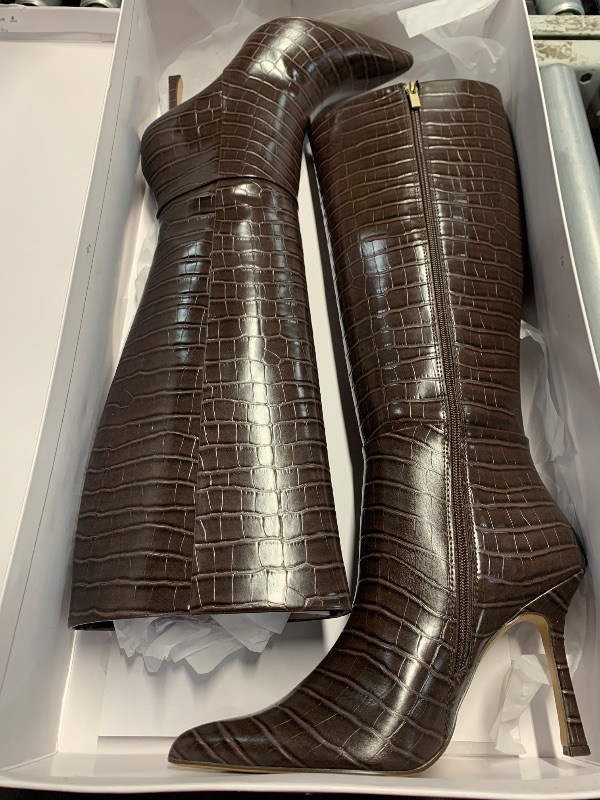 Photo 1 of (see all images) The Drop Women's Gemini Tall Heeled Boot, Chocolate Croc, 8.5