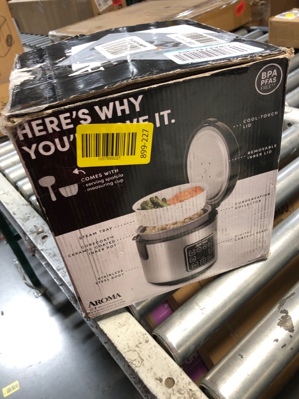 Photo 1 of ***(PARTS ONLY/ MAJOR DAMAGE/ NON FUNCTIONAL)***
AROMA Digital Rice Cooker, 4-Cup (Uncooked) / 8-Cup (Cooked), Steamer, Grain Cooker, Multicooker, 2 Qt, Stainless Steel Exterior, ARC-914SBD