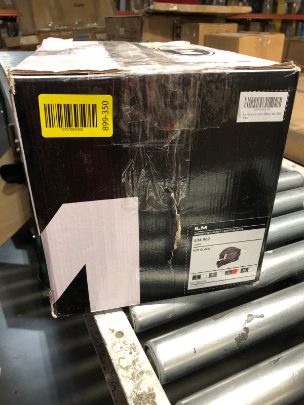 Photo 1 of (USED/FAIR) (LARGE) ILM Motorcycle Dual Visor Flip up Modular Full Face Helmet DOT 6 Colors Model 902 (L, Black RED)