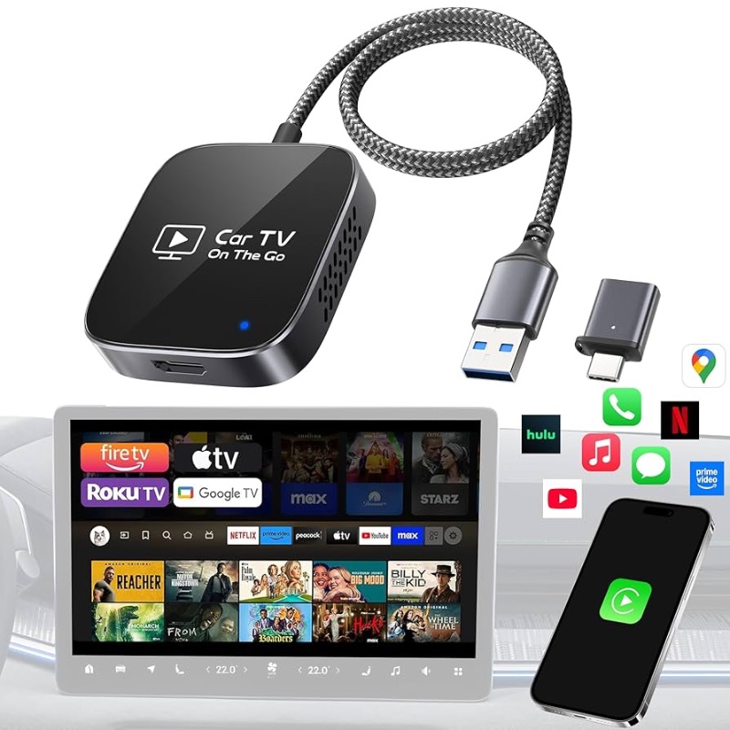 Photo 1 of 
2-in-1 Wireless CarPlay Adapter for iPhone, 2025 Car TV Mate Pro with HDMI for Fire TV Stick [Glass Metal Case & Stable Bulit-in Braided Cable] Convert Wired Car Play to Wireless, Fit for 2016+ Cars