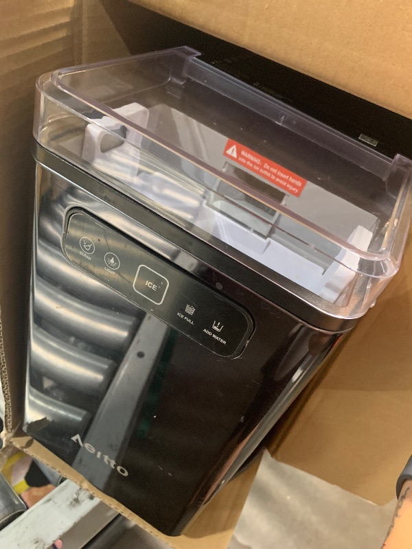 Photo 1 of Aeitto Nugget Ice Maker 40Lbs/24H, Countertop Soft Chewable Ice Pebble Ice Machine, One-Click Operation, Auto Self-Cleaning Ice Makers with Scoop&Basket for Home, Office Kitchen Party Stainless Black