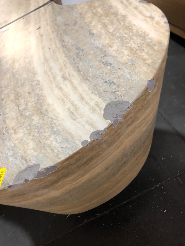 Photo 1 of ***DAMAGED - SEE NOTES/PICTURES***TRUCK/TRAILER PICKUP ONLY*** Meridian Furniture 99033Travertine-CT Monza Collection Art Deco Travertine Finish Indoor/Outdoor Concrete Coffee Table, 59.5" W x 30.5" D x 15" H, Travertine