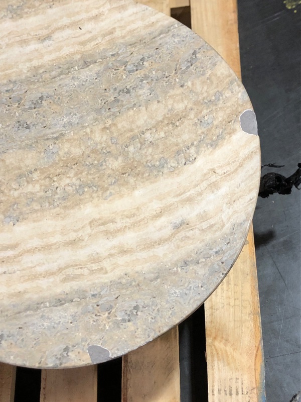 Photo 1 of ***DAMAGED - SEE NOTES/PICTURES***TRUCK/TRAILER PICKUP ONLY*** Meridian Furniture 99033Travertine-CT Monza Collection Art Deco Travertine Finish Indoor/Outdoor Concrete Coffee Table, 59.5" W x 30.5" D x 15" H, Travertine