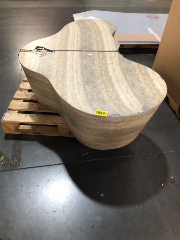 Photo 1 of ***DAMAGED - SEE NOTES/PICTURES***TRUCK/TRAILER PICKUP ONLY*** Meridian Furniture 99033Travertine-CT Monza Collection Art Deco Travertine Finish Indoor/Outdoor Concrete Coffee Table, 59.5" W x 30.5" D x 15" H, Travertine