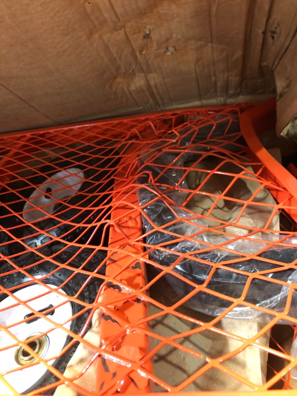 Photo 1 of ***DAMAGED - SEE NOTES/PICTURES*** PARTS ONLY*** HORSESHOE Heavy Duty Max. Load 880LBS Capacity Steel Mesh Garden Cart, Utility Wagon w/Removable Sides & Waterproof Liner, Installed 4.10/3.50-4" Flat Free Tire on Wheels (Orange)