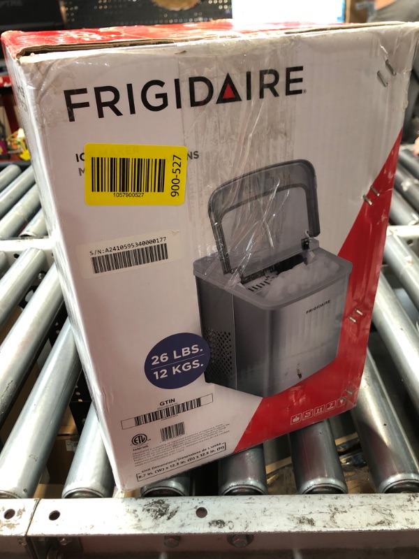 Photo 1 of ***(PARTS ONLY/ MAJOR DAMAGE/ NON FUNCTIONAL)***
Frigidaire 26 Lbs per Day Portable Compact Maker, Ice Making Machine, Stainless, Medium