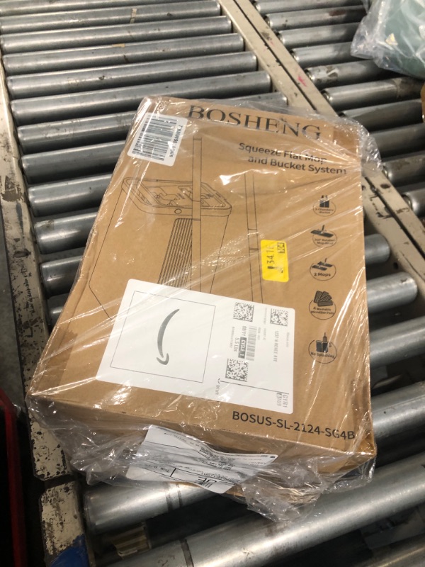 Photo 1 of ***INCOMPLETE***BOSHENG Mop and Bucket with Wringer Set, Flat Floor Mop and Bucket, with 2 Mops and 4 Microfiber Cleaning Cloths for Floor Cleaning, Wet and Dry Use for Household Cleaning