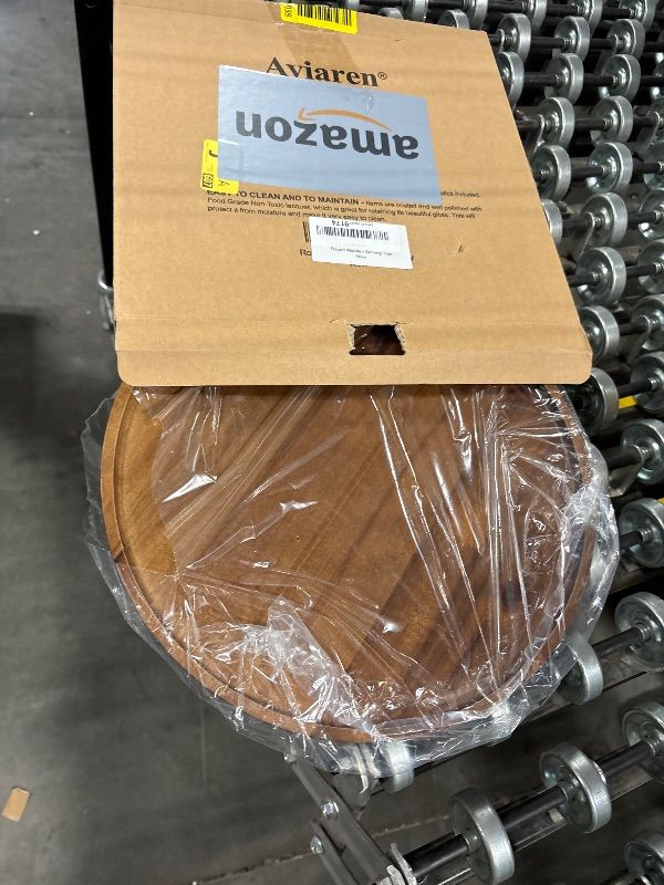 Photo 1 of 12 Inch Round Acacia Wood Serving Tray Food Charcuterie Board Decorative Tray for Kitchen Counter Bathroom Trays Home Decor Large Wooden Platter Circle Trays Coffee Table Tray