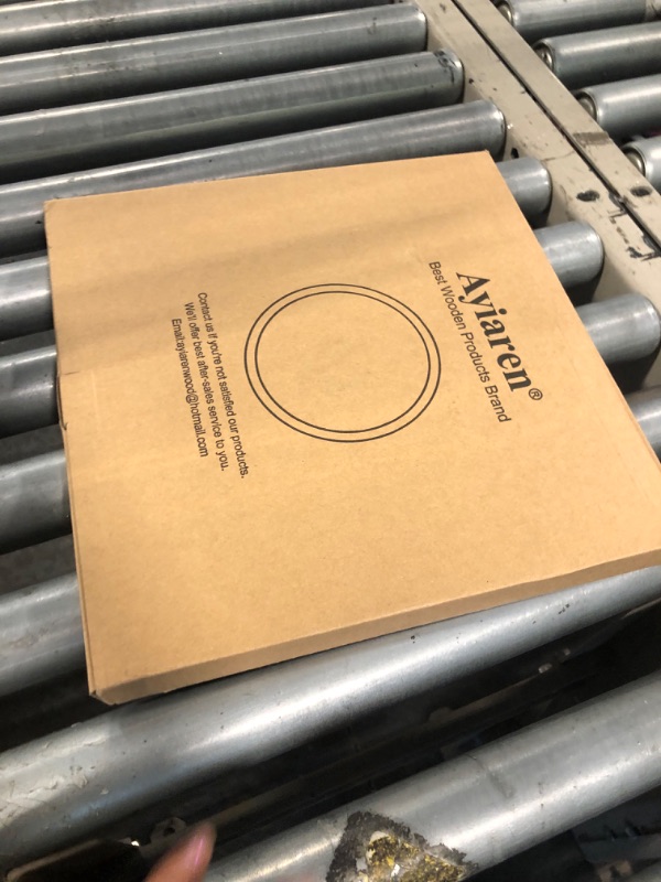 Photo 1 of 12 Inch Round Acacia Wood Serving Tray Food Charcuterie Board Decorative Tray for Kitchen Counter Bathroom Trays Home Decor Large Wooden Platter Circle Trays Coffee Table Tray