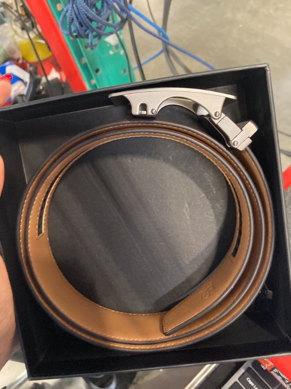 Photo 1 of ***BLACK BELT MISSING**Zitahli Ratchet Belt for Men -  Leather Mens belt For Gift Men Dress and Casual,Trim to Fit Size 28"-36"