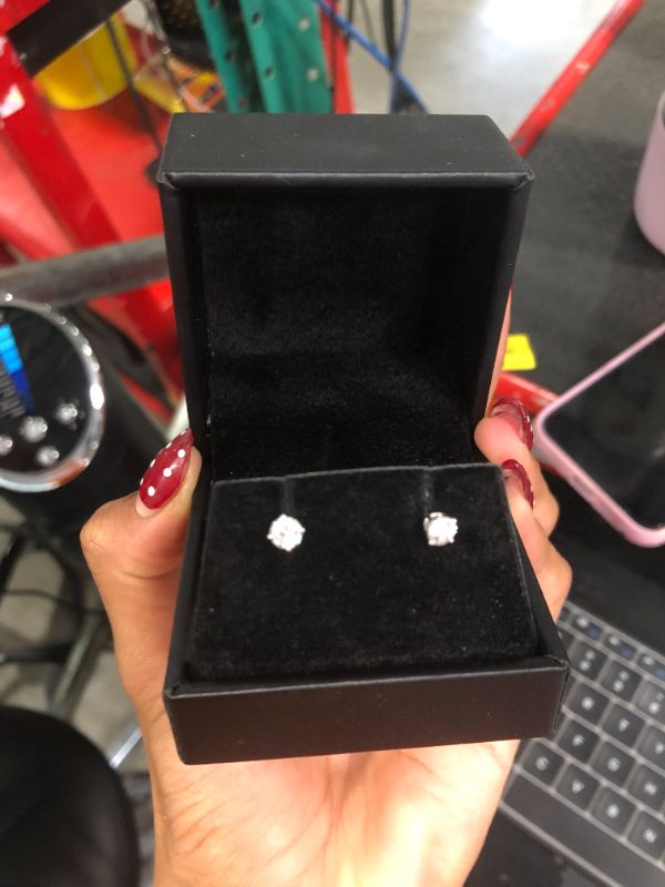 Photo 1 of ** small** Amazon Essentials White Gold Round-Cut Diamond Stud Earrings (1 cttw, J-K Color, I2-I3 Clarity) (previously Amazon Collection)