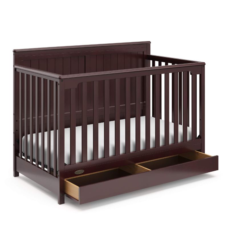 Photo 1 of ********NO RETURN ****NO RETURN *****NO RETURN*****NO RETURN*****N0 RETURN*****SOLD AS IS******1....GRACO HADLEY 5-IN-1 CONVERTIBLE CRIB WITH DRAWER (ESPRESSO) – GREENGUARD GOLD CERTIFIED, FITS STANDARD CRIB MATTRESS, CONVERTS TO TODDLER BED, DAYBED AND F